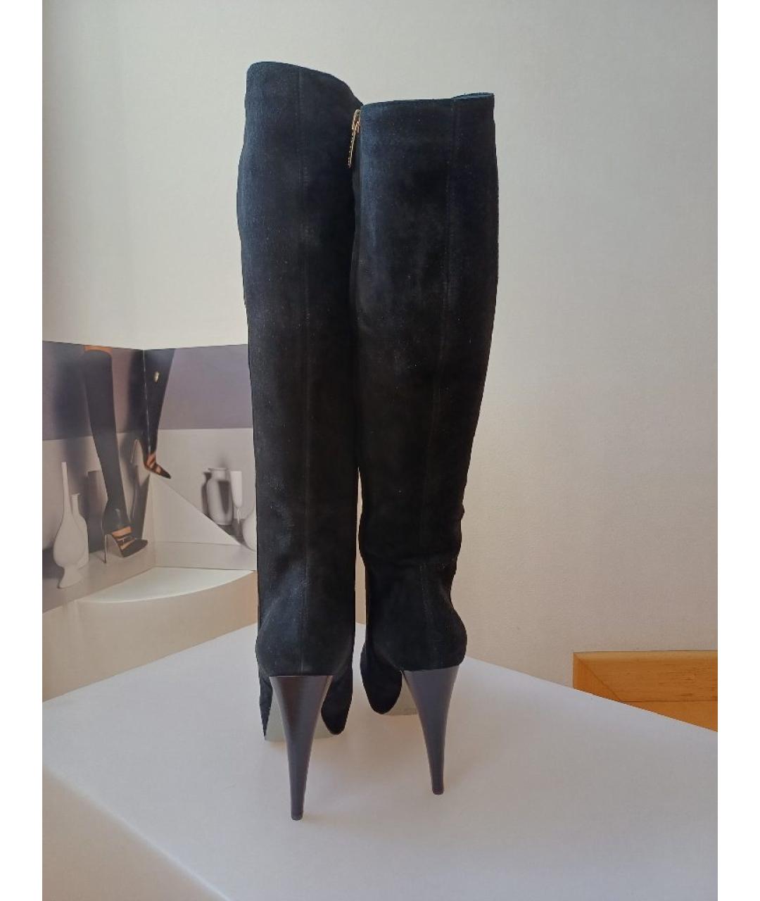 SERGIO ROSSI Черные замшевые сапоги, фото 7