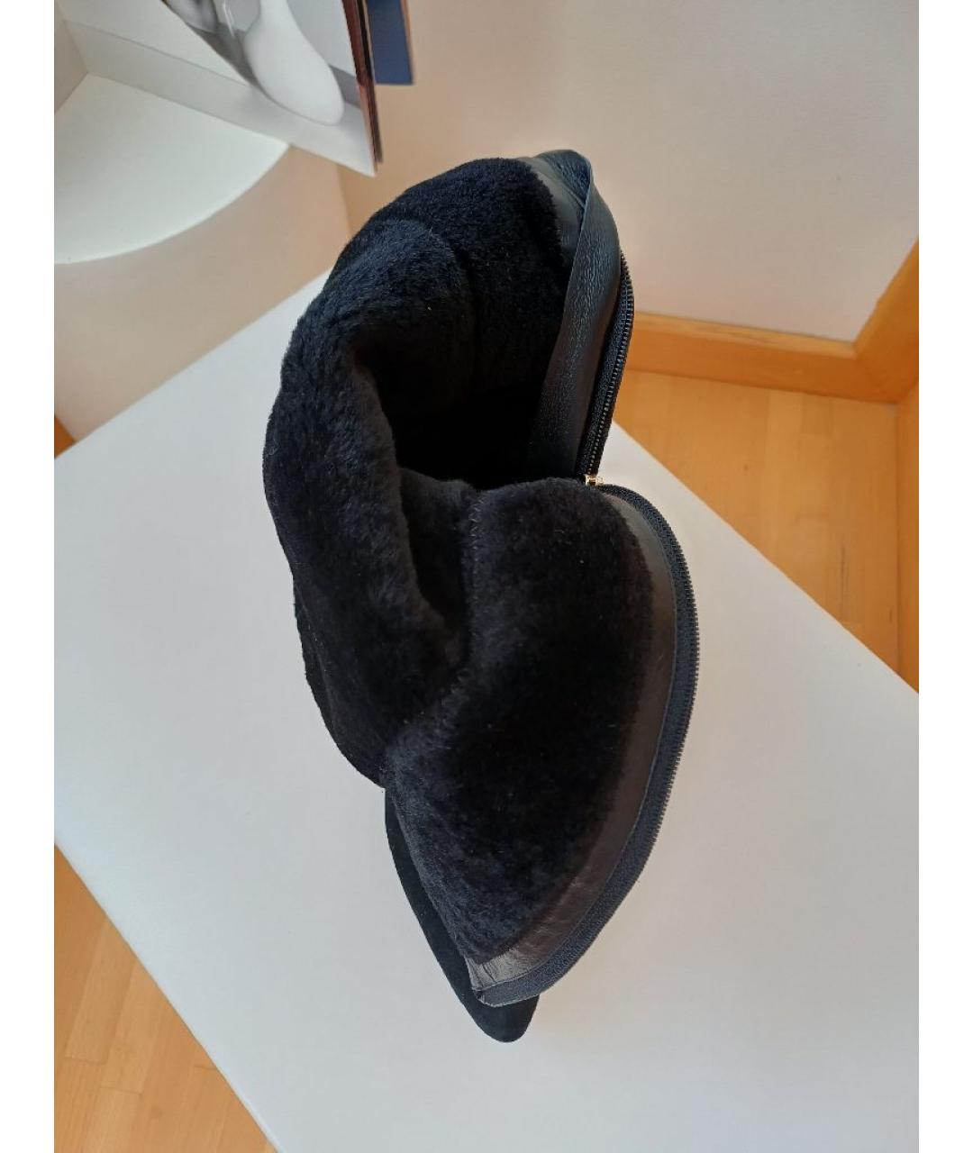 SERGIO ROSSI Черные замшевые сапоги, фото 8