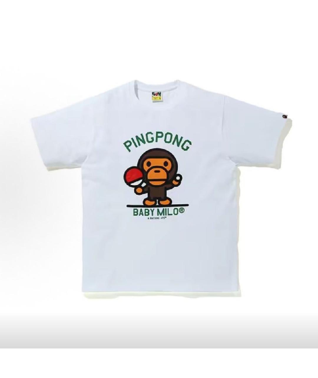 A BATHING APE Белая хлопковая футболка, фото 4