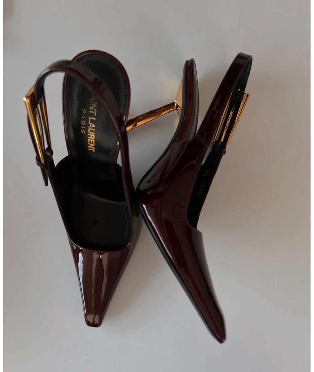 SAINT LAURENT Бордовые кожаные туфли, фото 4