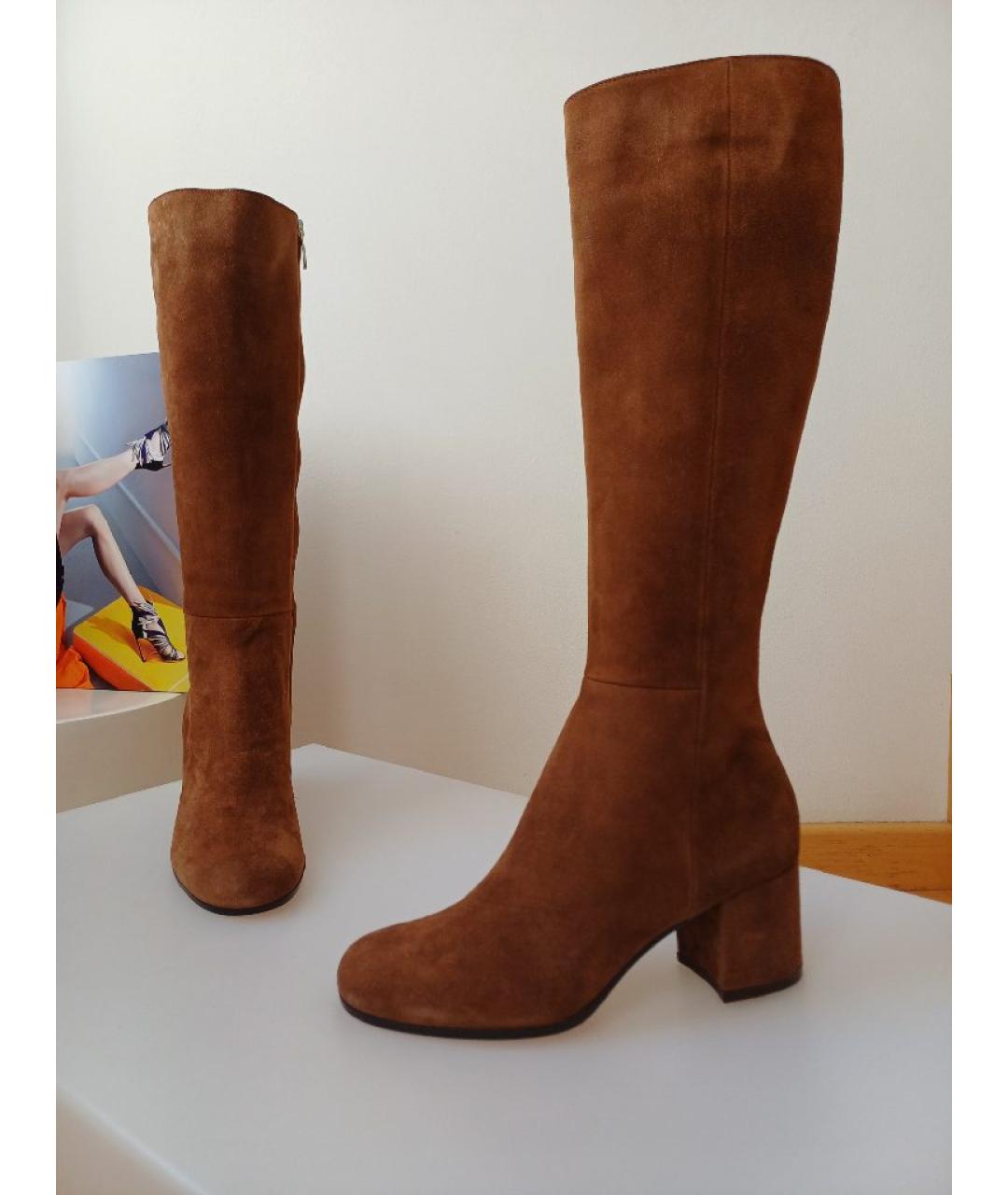 GIANVITO ROSSI Коричневые замшевые сапоги, фото 4