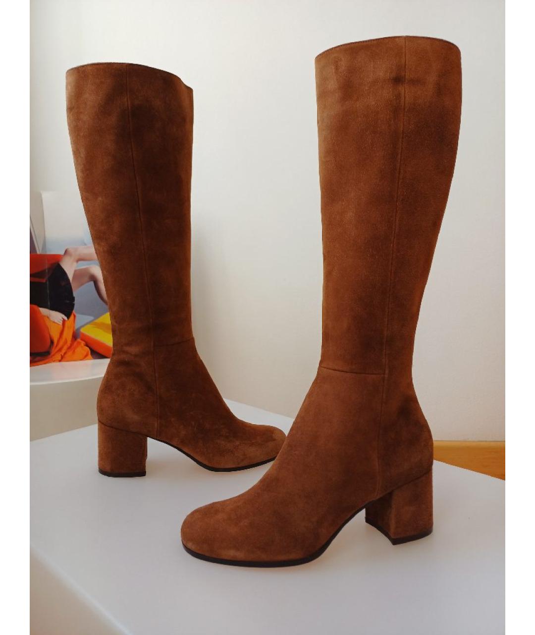 GIANVITO ROSSI Коричневые замшевые сапоги, фото 5