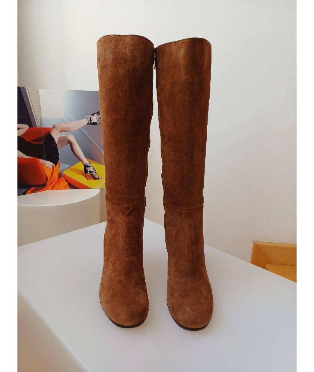 GIANVITO ROSSI Коричневые замшевые сапоги, фото 6