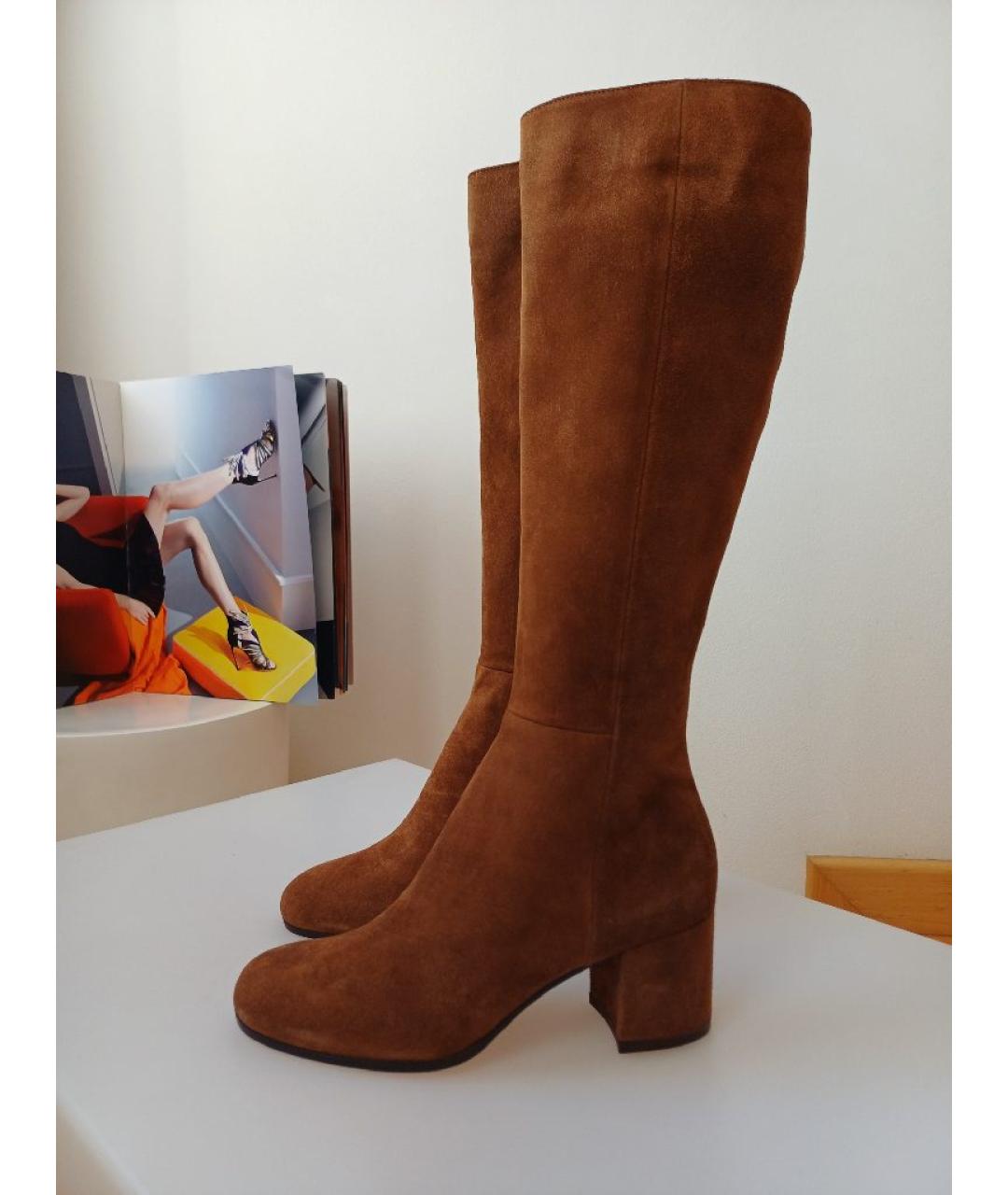 GIANVITO ROSSI Коричневые замшевые сапоги, фото 2