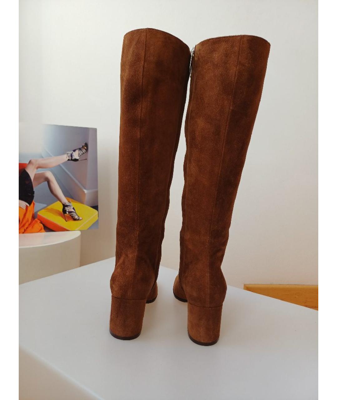 GIANVITO ROSSI Коричневые замшевые сапоги, фото 7