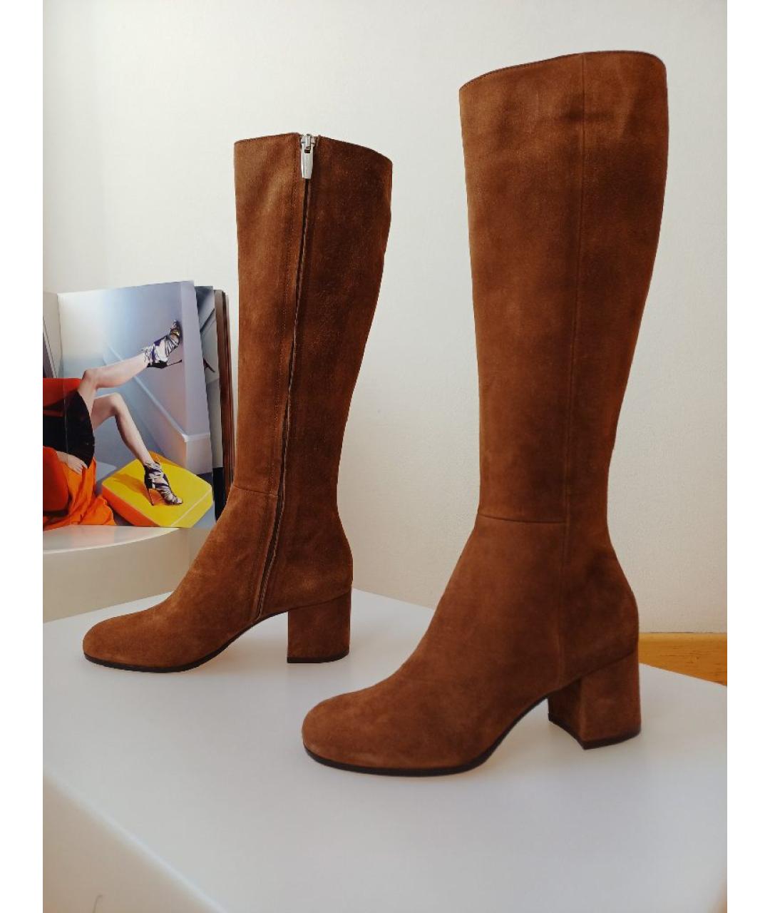 GIANVITO ROSSI Коричневые замшевые сапоги, фото 3