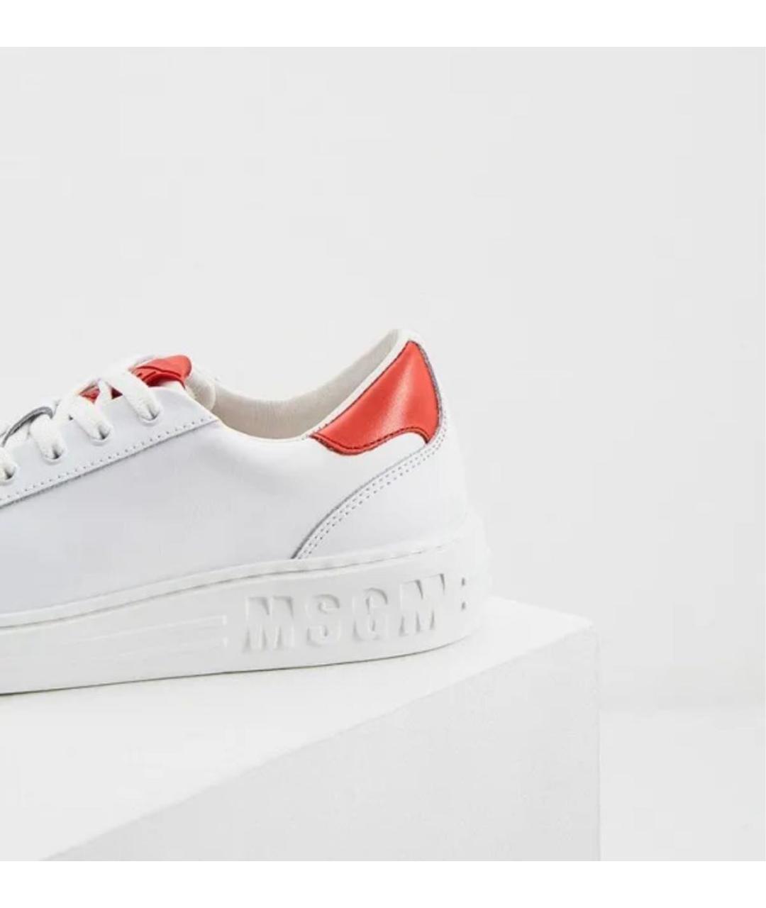 MSGM Белые кожаные кеды, фото 3