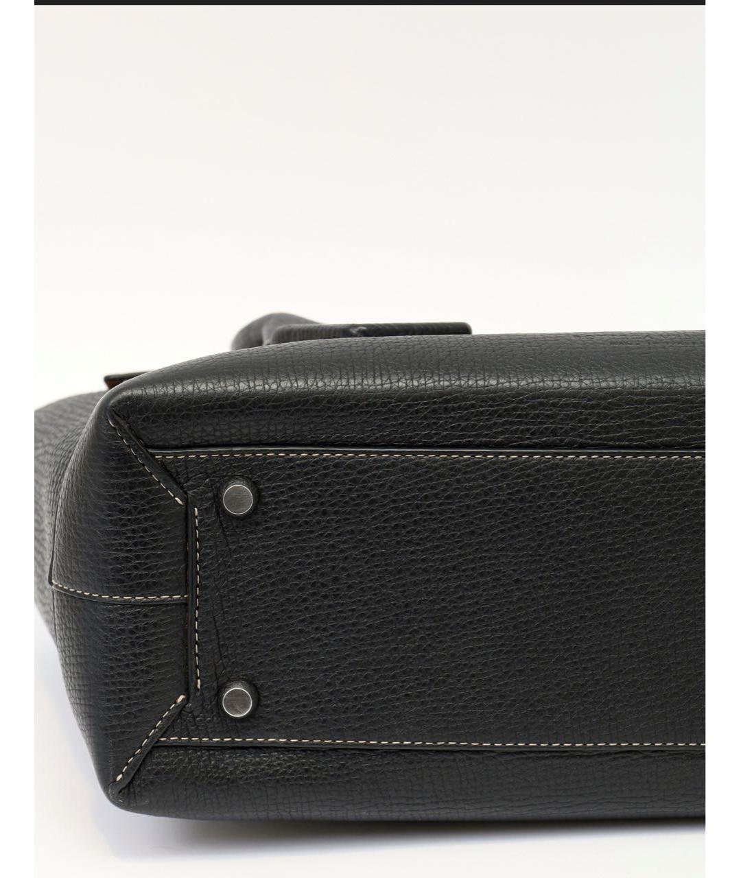 BOTTEGA VENETA Черная кожаная сумка тоут, фото 4