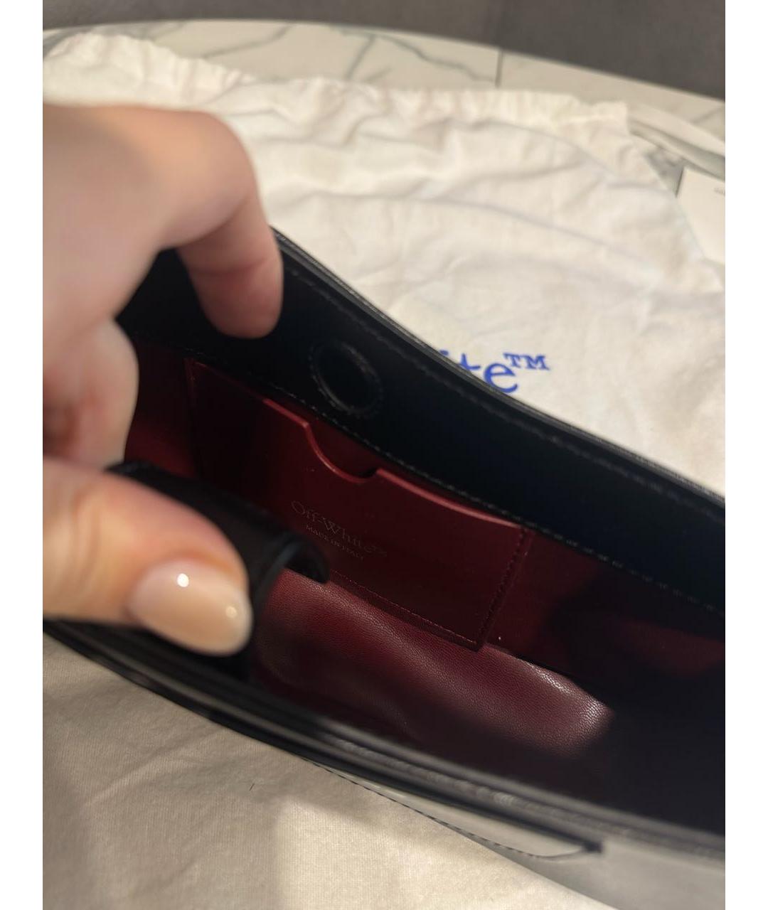 OFF-WHITE Черная кожаная сумка через плечо, фото 4