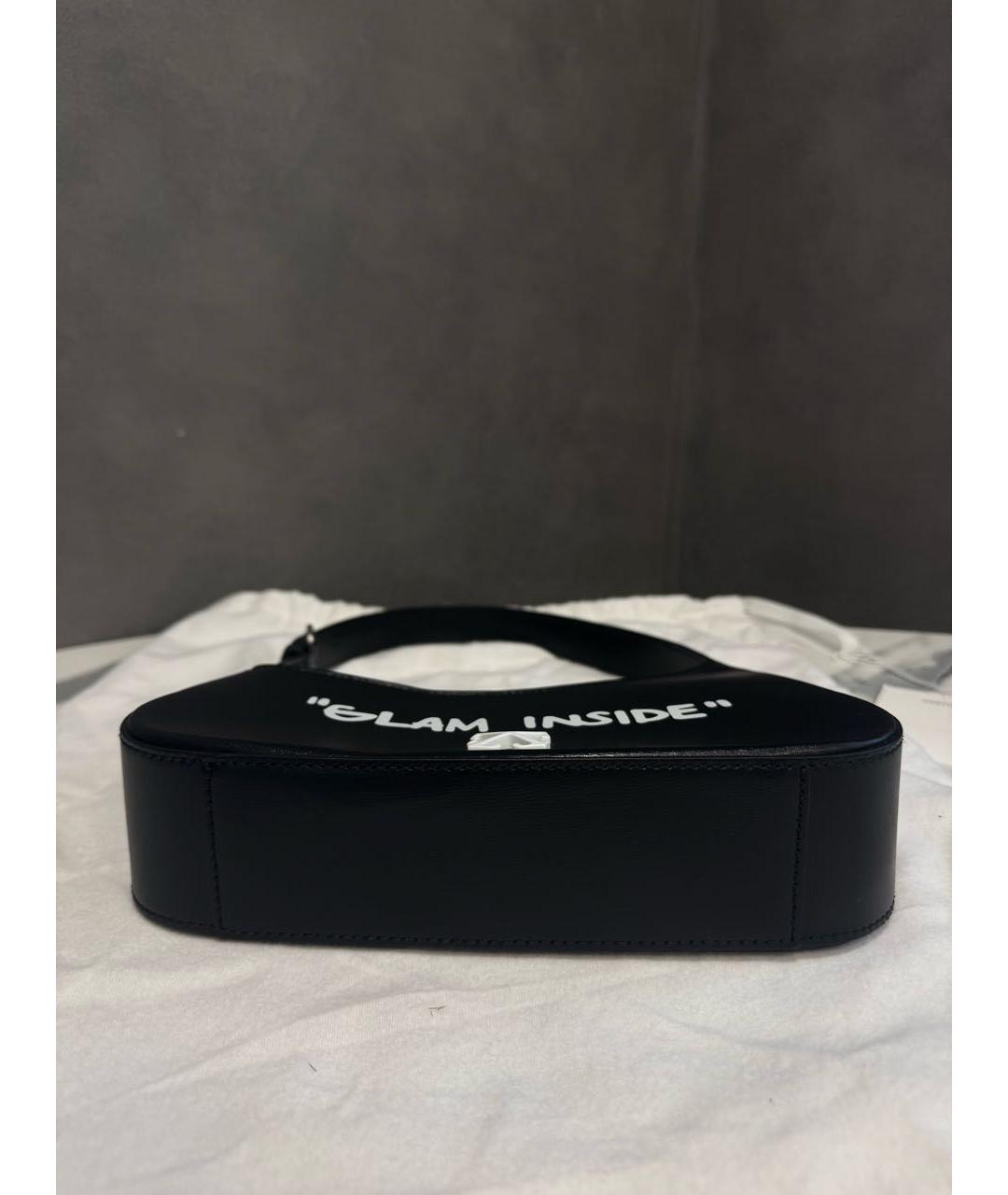 OFF-WHITE Черная кожаная сумка через плечо, фото 6