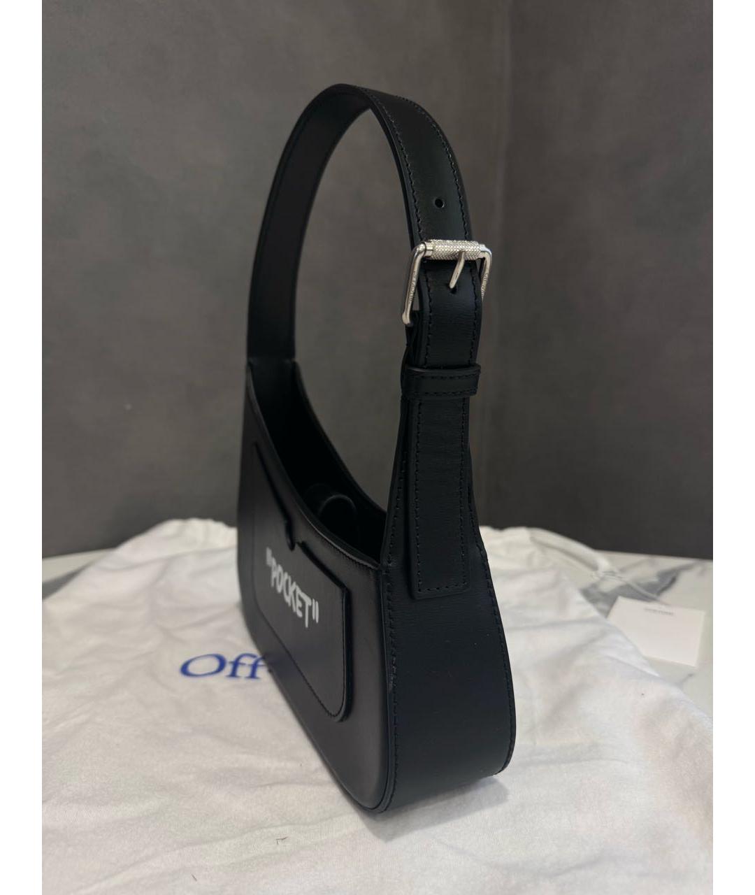 OFF-WHITE Черная кожаная сумка через плечо, фото 5