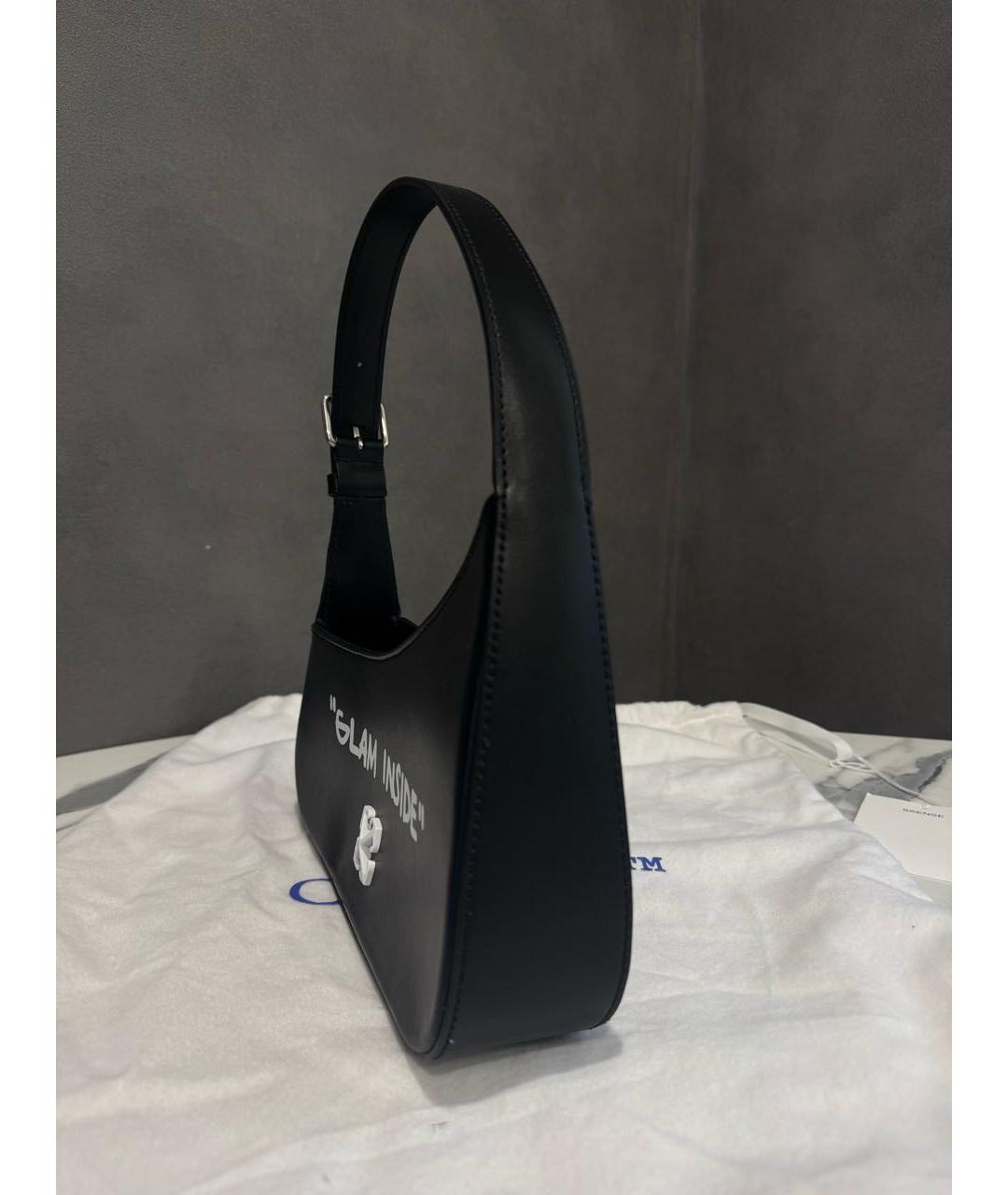 OFF-WHITE Черная кожаная сумка через плечо, фото 2