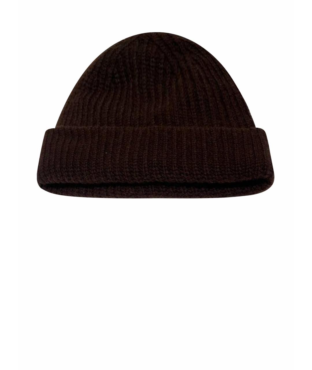 YVES SALOMON Коричневая шерстяная шапка, фото 1