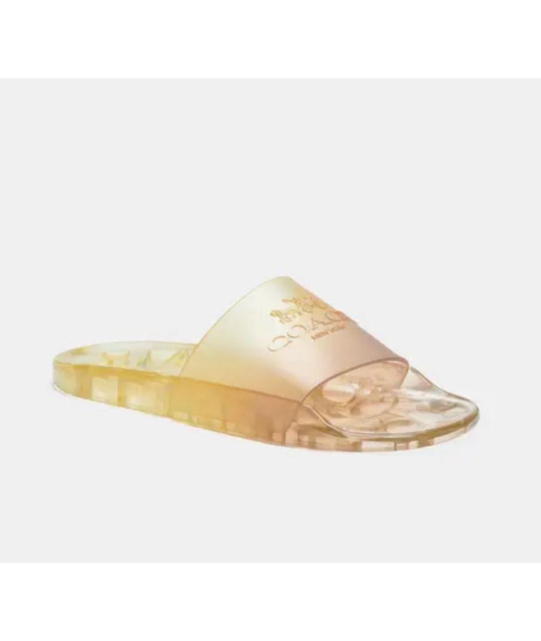 COACH Желтые резиновые шлепанцы, фото 2