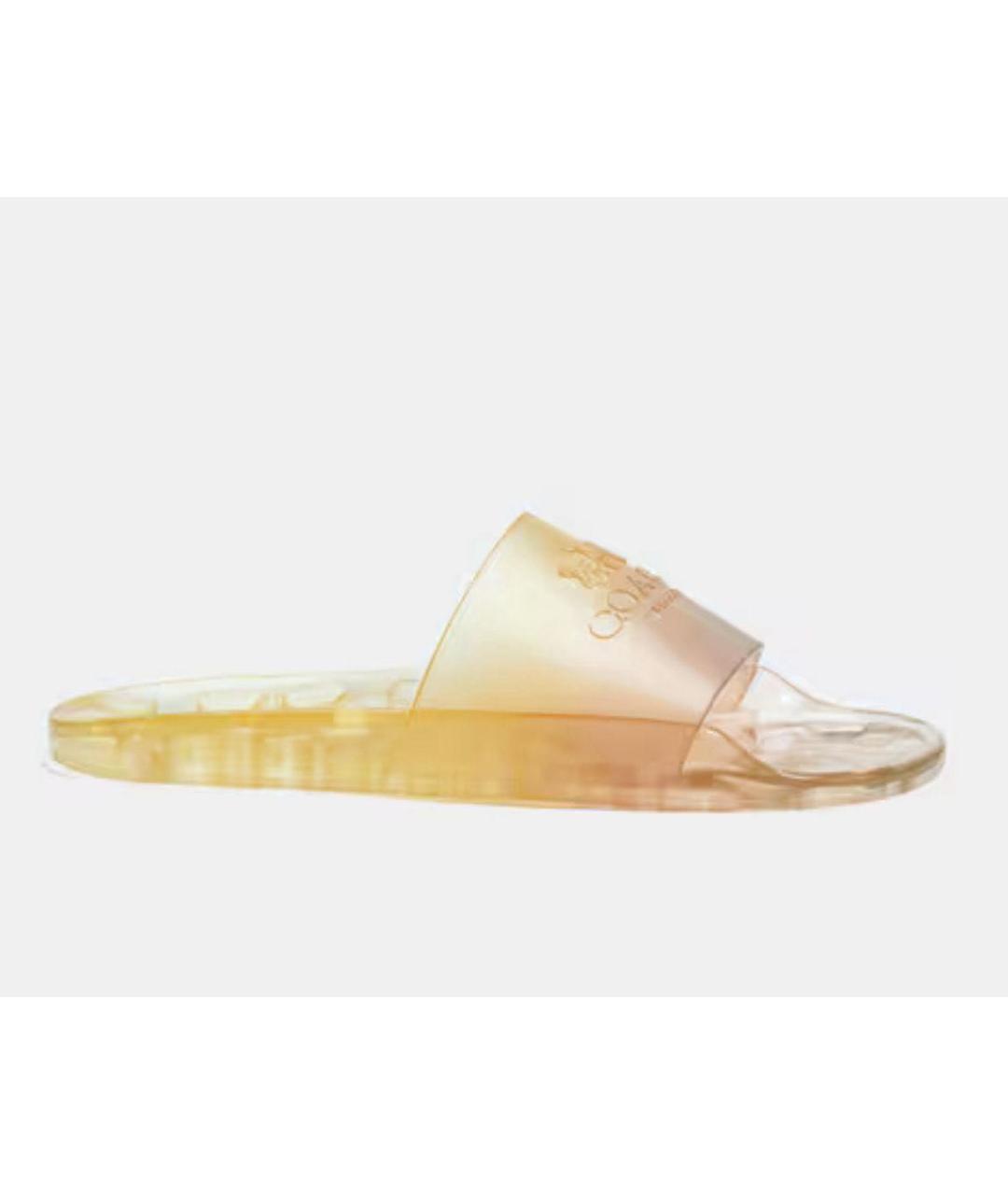 COACH Желтые резиновые шлепанцы, фото 6
