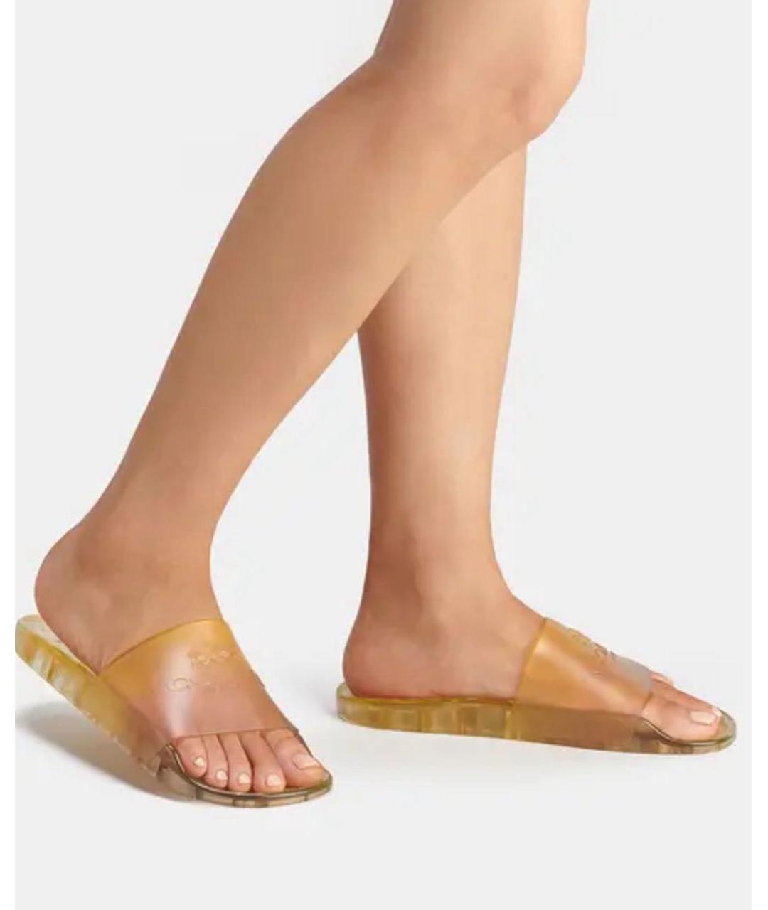 COACH Желтые резиновые шлепанцы, фото 5