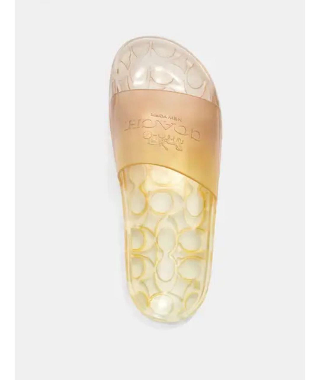 COACH Желтые резиновые шлепанцы, фото 3