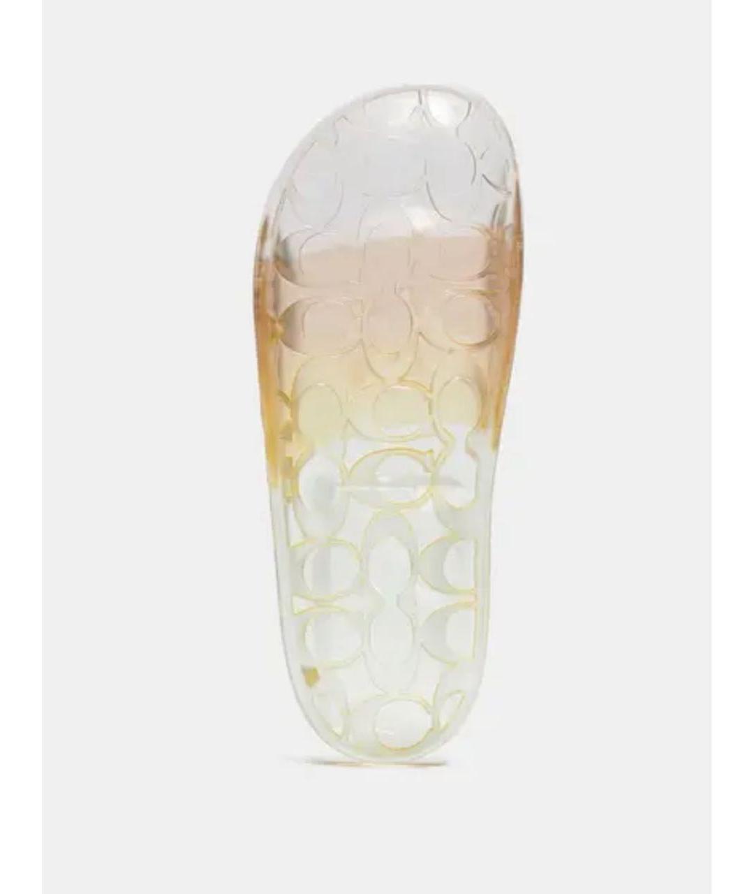 COACH Желтые резиновые шлепанцы, фото 4