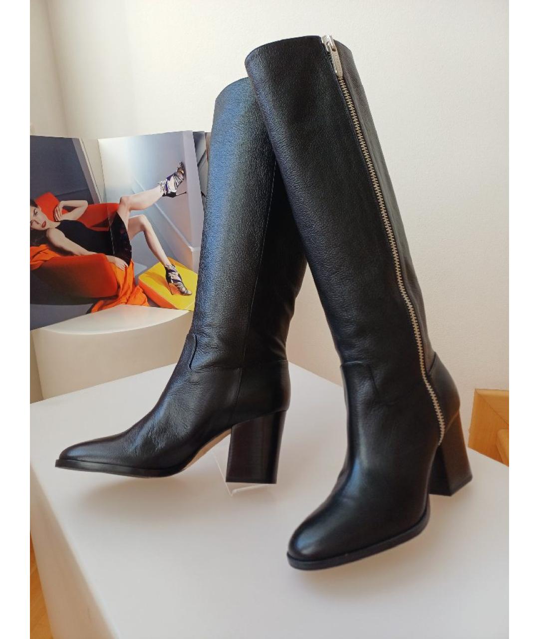SERGIO ROSSI Черные кожаные сапоги, фото 3