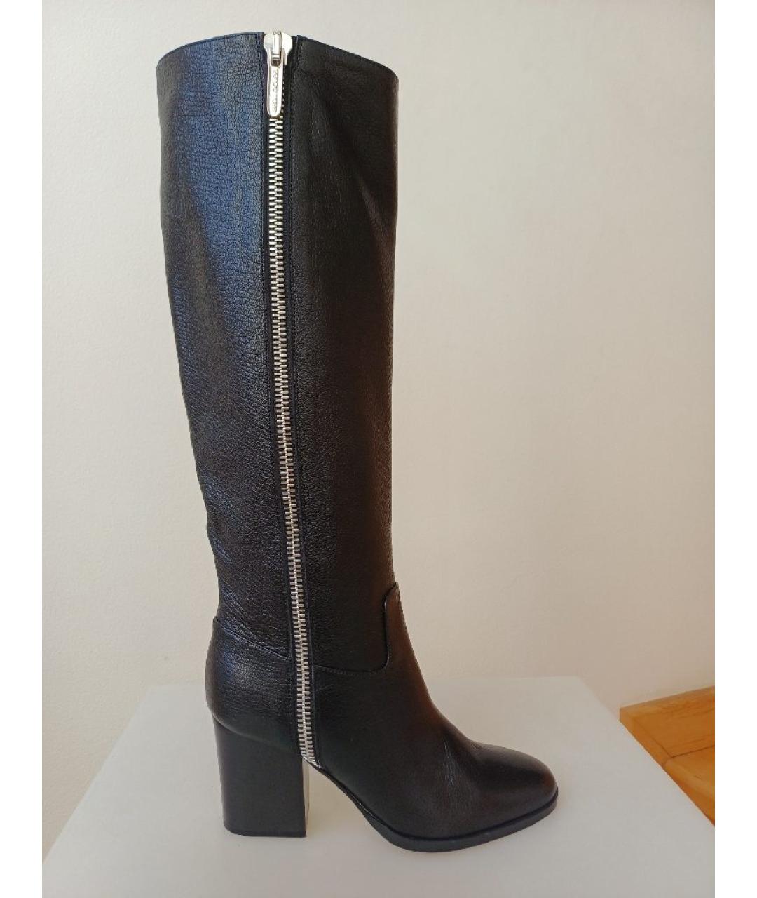 SERGIO ROSSI Черные кожаные сапоги, фото 10