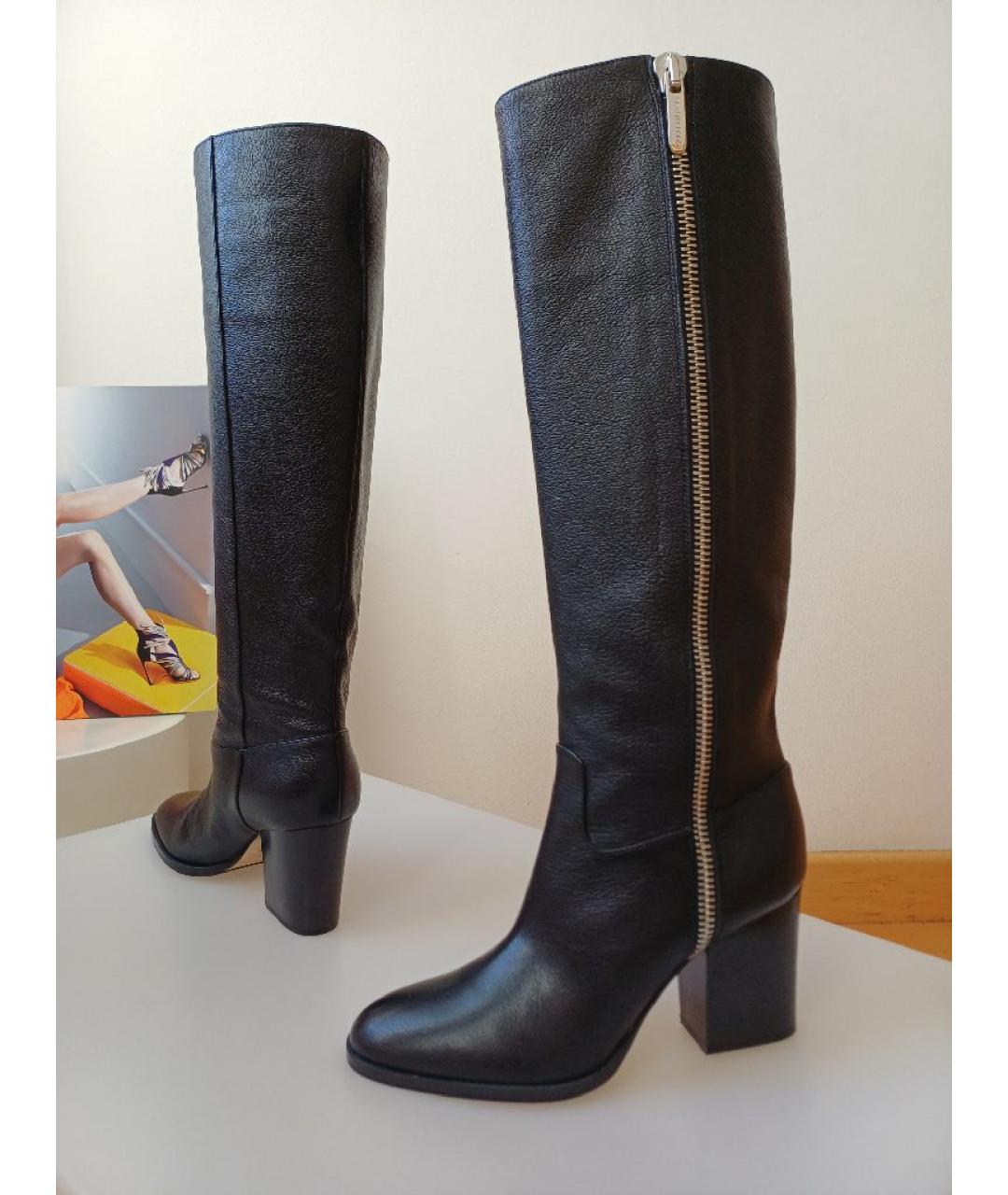 SERGIO ROSSI Черные кожаные сапоги, фото 2