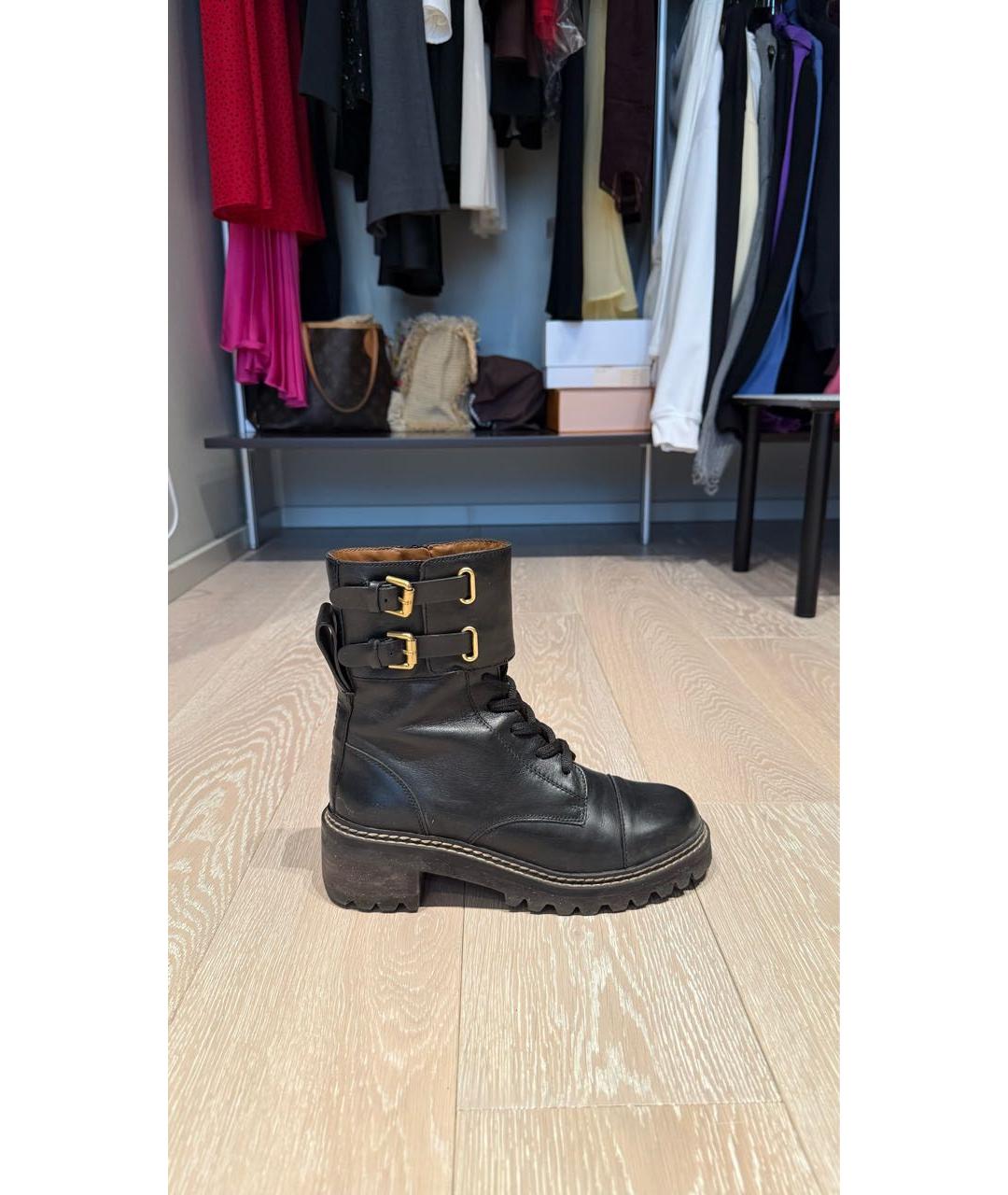 SEE BY CHLOE Черные кожаные ботинки, фото 9