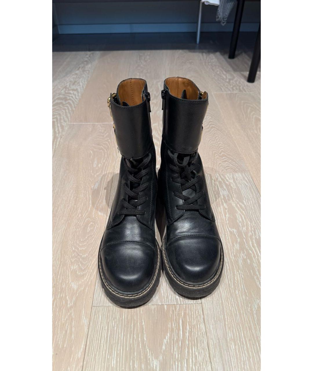 SEE BY CHLOE Черные кожаные ботинки, фото 2