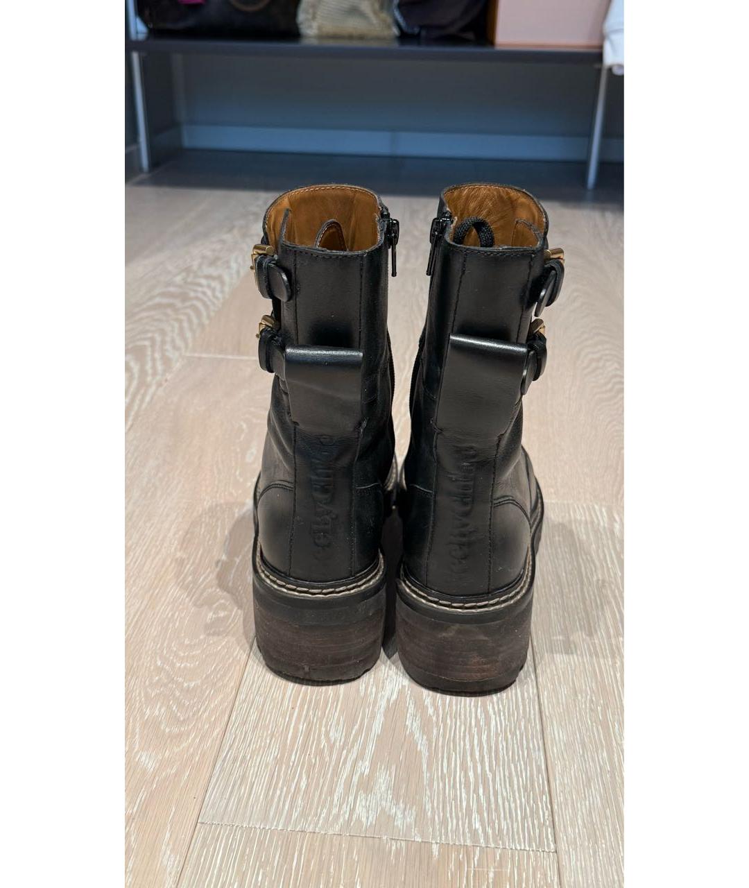 SEE BY CHLOE Черные кожаные ботинки, фото 4