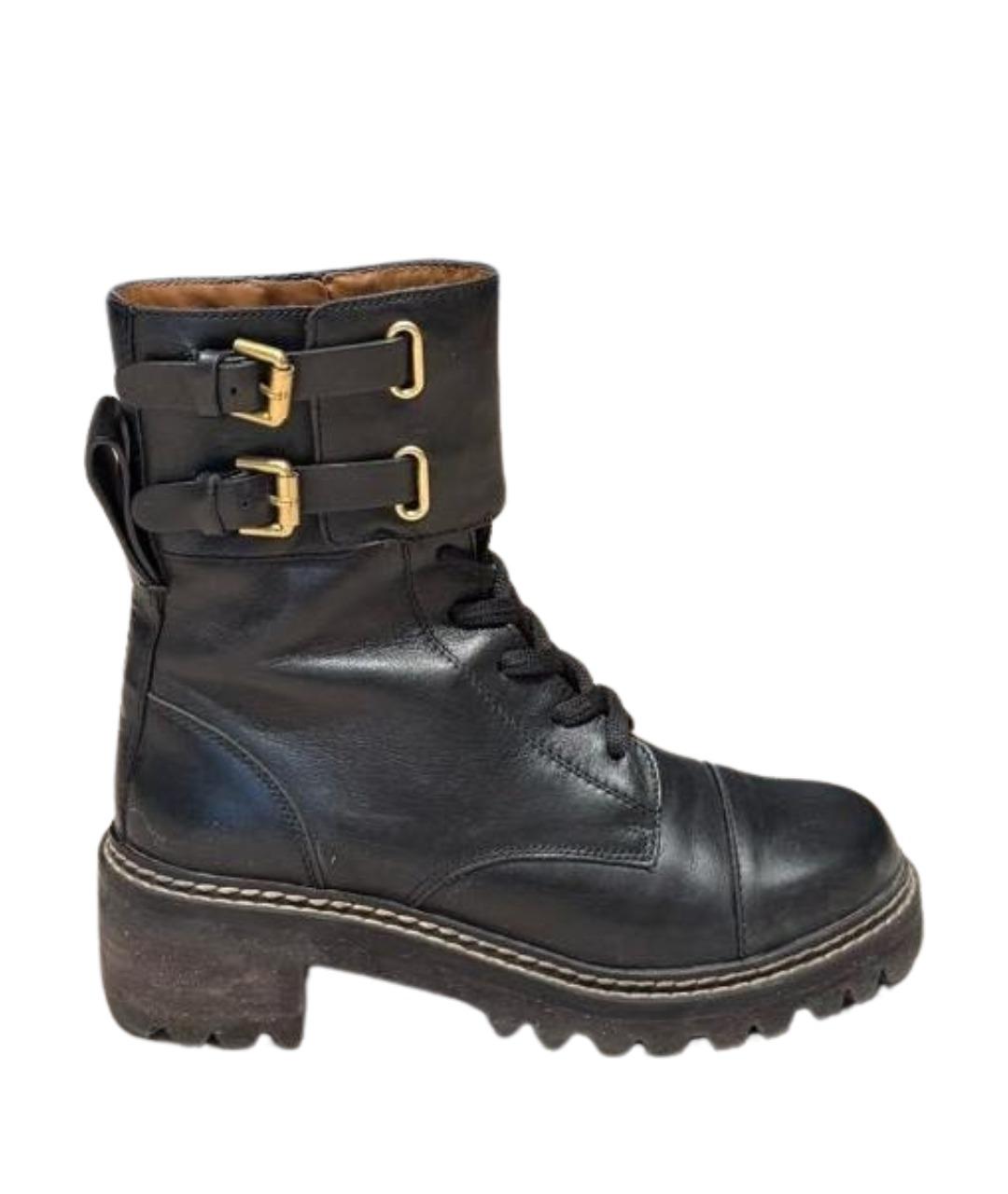 SEE BY CHLOE Черные кожаные ботинки, фото 1