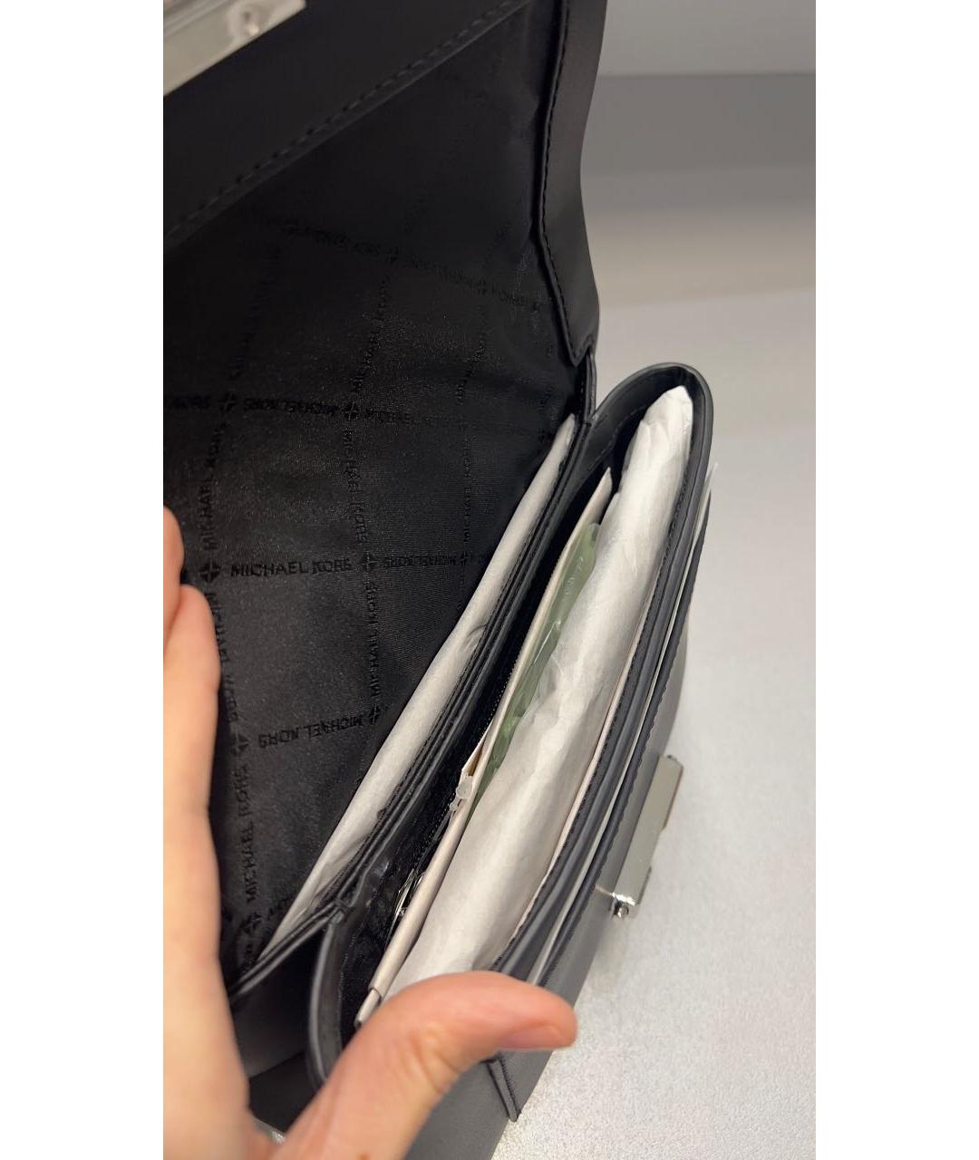 MICHAEL KORS Черная кожаная сумка через плечо, фото 4