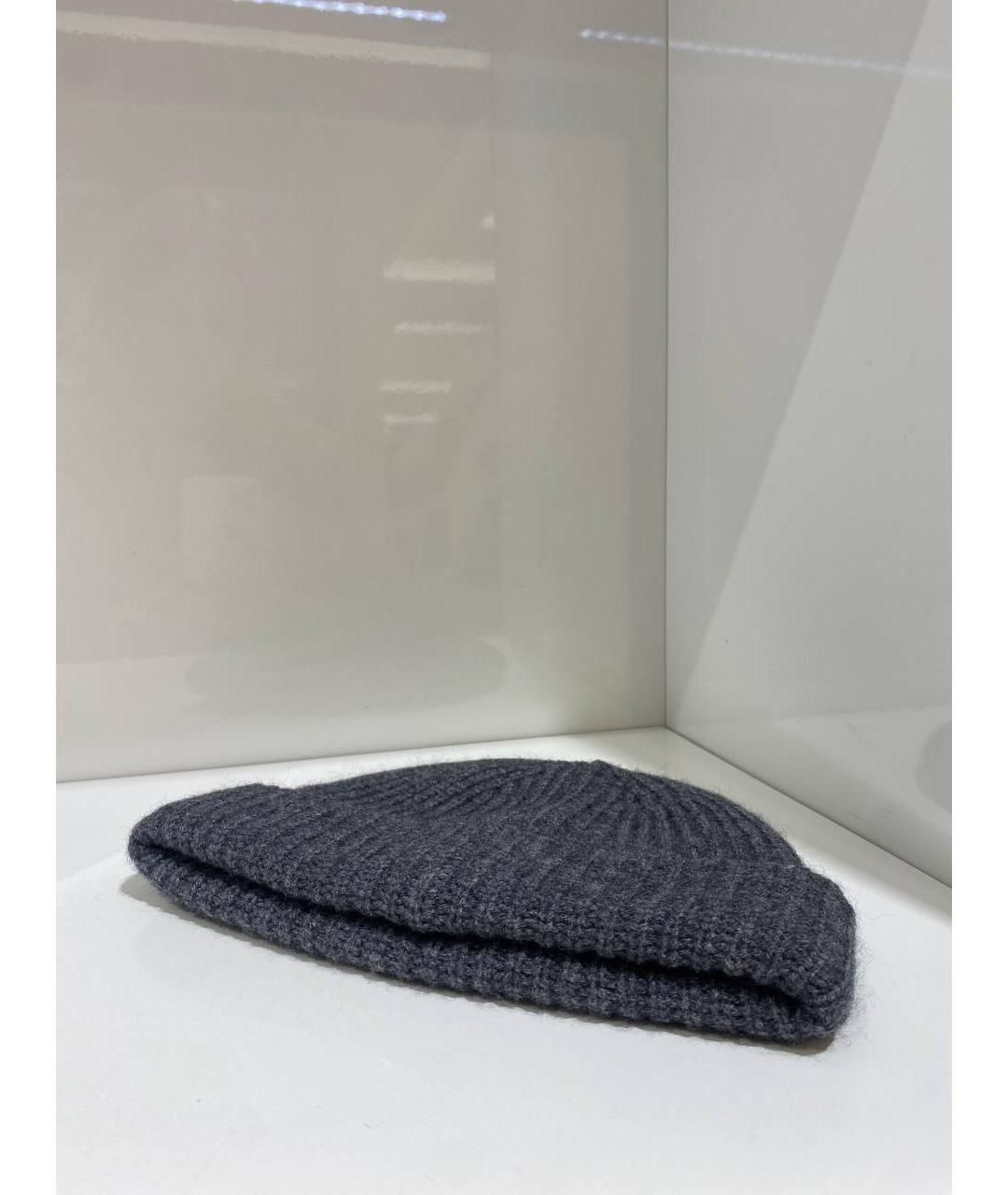 YVES SALOMON Серая шерстяная шапка, фото 2