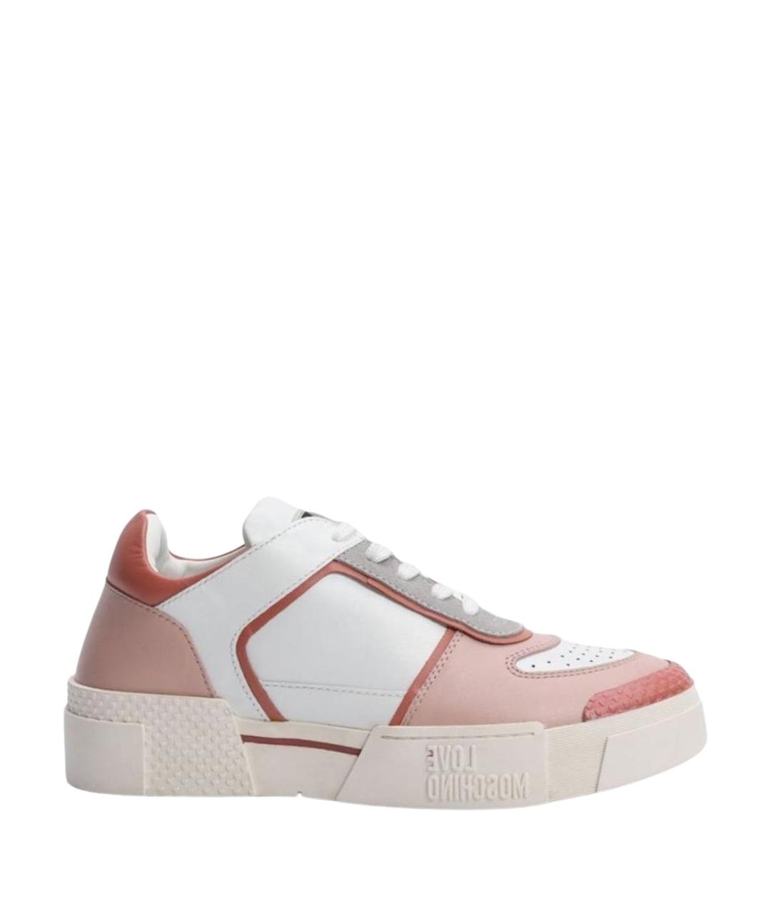 LOVE MOSCHINO Розовые кожаные кеды, фото 1