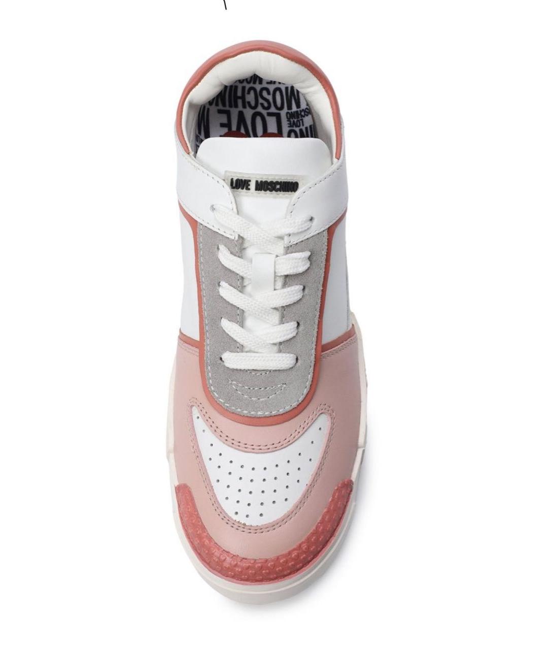 LOVE MOSCHINO Розовые кожаные кеды, фото 4
