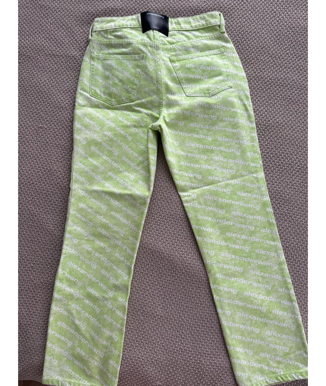 ALEXANDER WANG Салатовые хлопковые прямые джинсы, фото 3