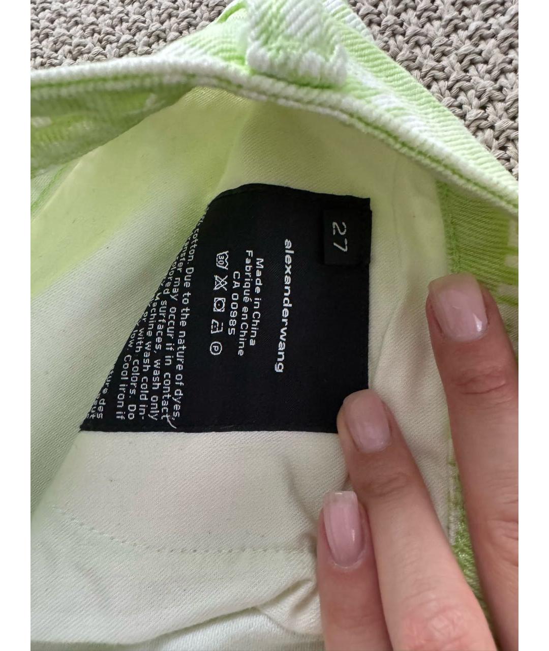 ALEXANDER WANG Салатовые хлопковые прямые джинсы, фото 5