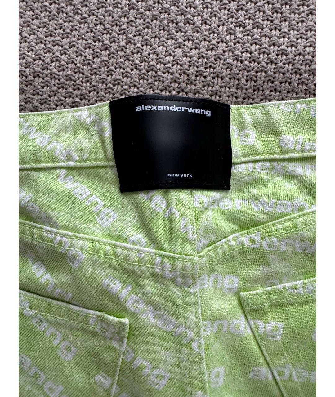 ALEXANDER WANG Салатовые хлопковые прямые джинсы, фото 4