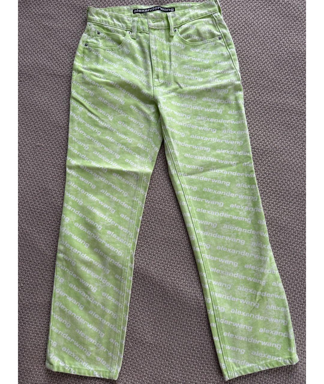 ALEXANDER WANG Салатовые хлопковые прямые джинсы, фото 2