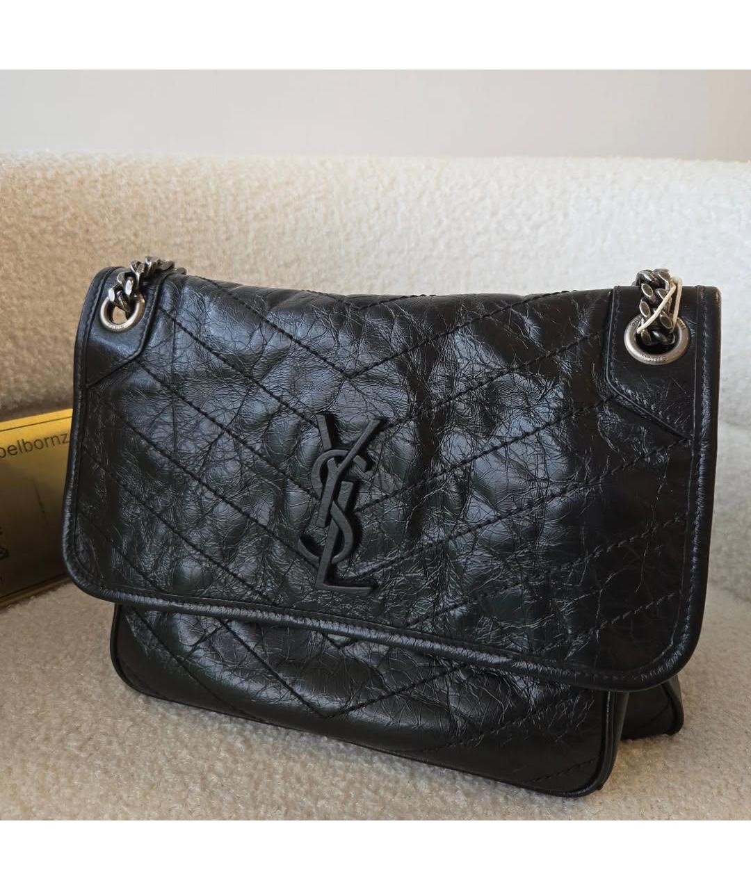 SAINT LAURENT Черная кожаная сумка через плечо, фото 3