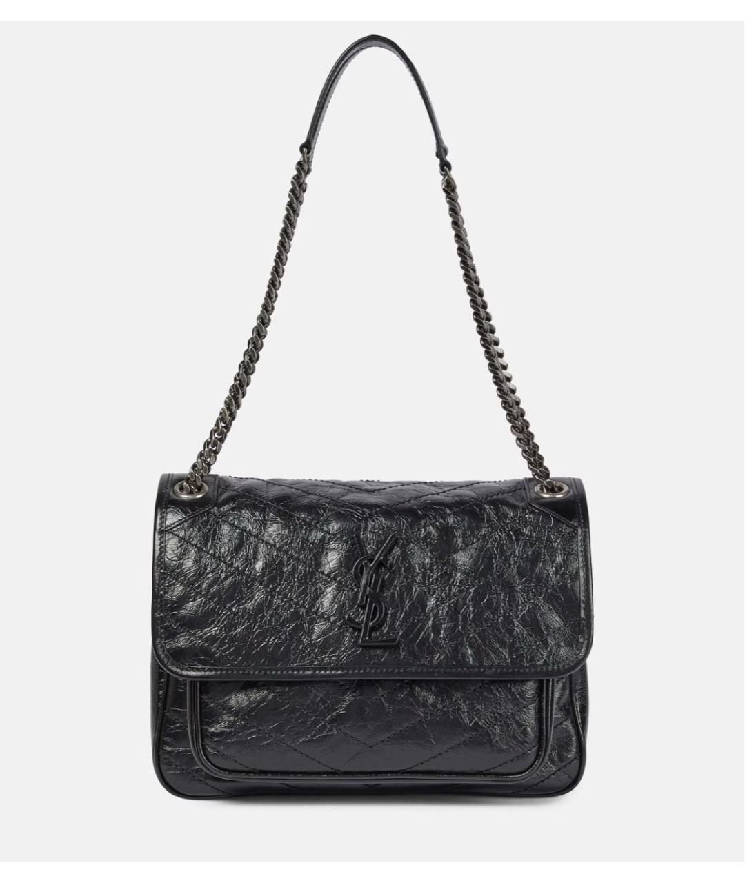 SAINT LAURENT Черная кожаная сумка через плечо, фото 2