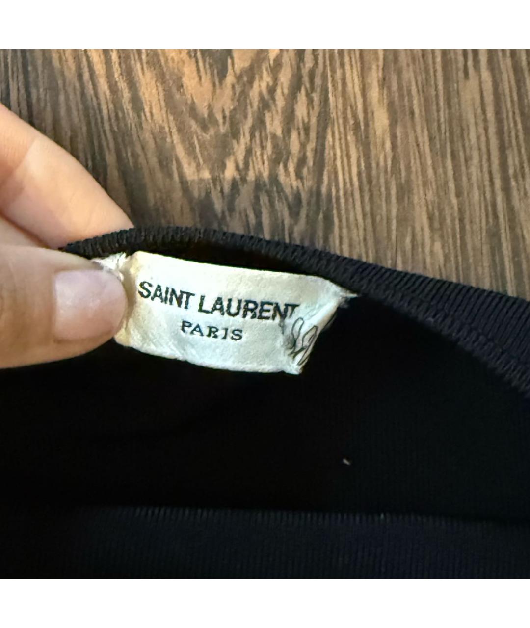 SAINT LAURENT Черная хлопковая майка, фото 4