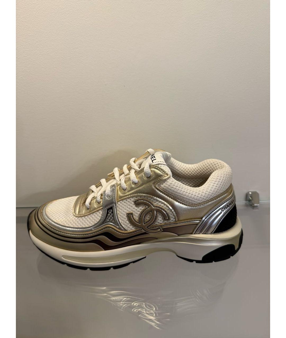 CHANEL Бежевые текстильные кроссовки, фото 7