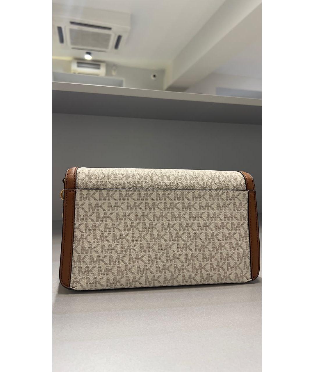 MICHAEL KORS Бежевая кожаная сумка через плечо, фото 3