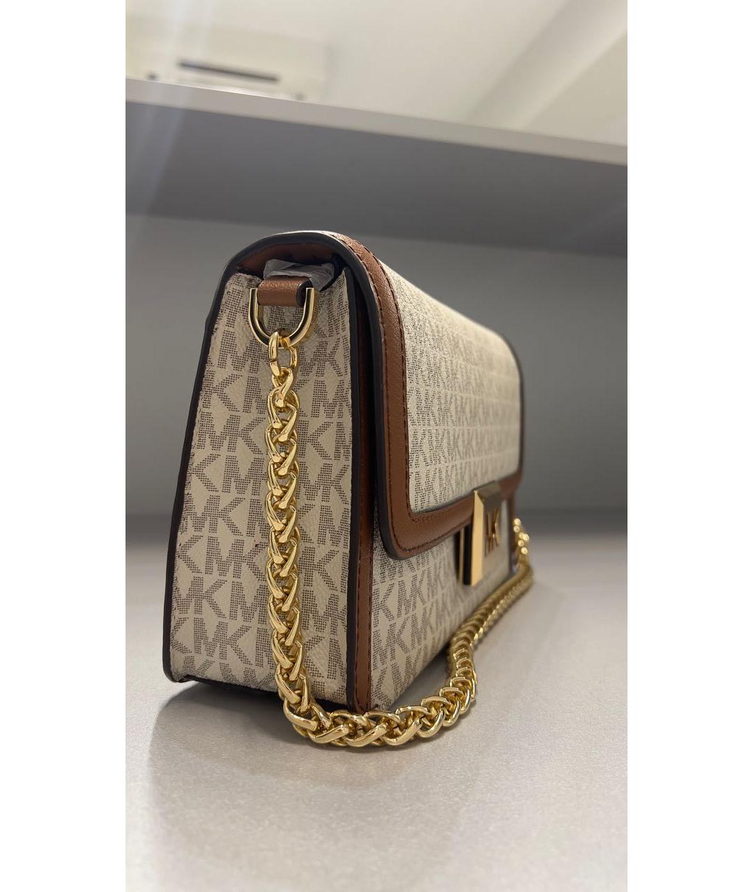 MICHAEL KORS Бежевая кожаная сумка через плечо, фото 2