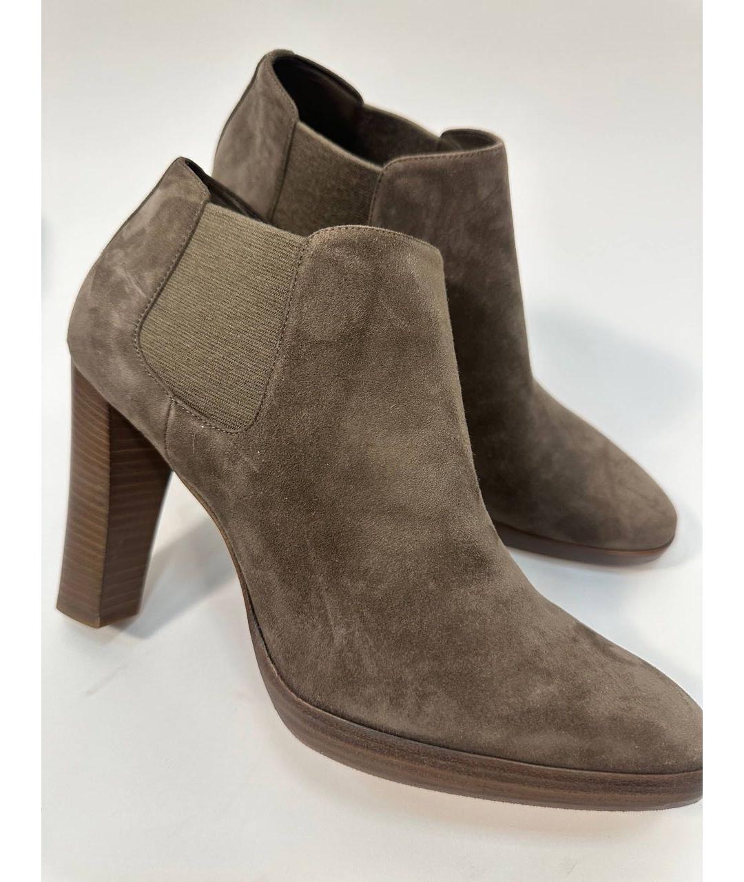 LORO PIANA Бежевые замшевые ботильоны, фото 7