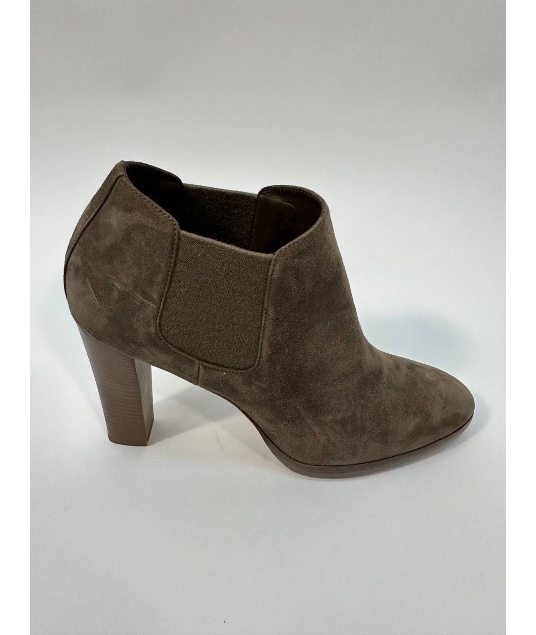 LORO PIANA Бежевые замшевые ботильоны, фото 9