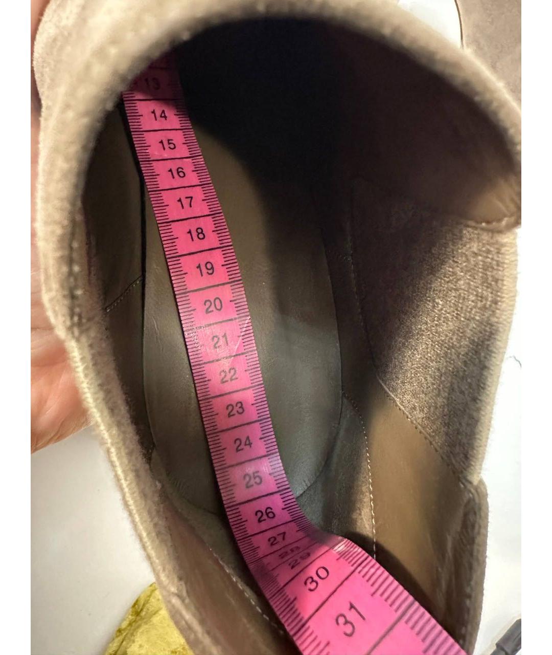 LORO PIANA Бежевые замшевые ботильоны, фото 8