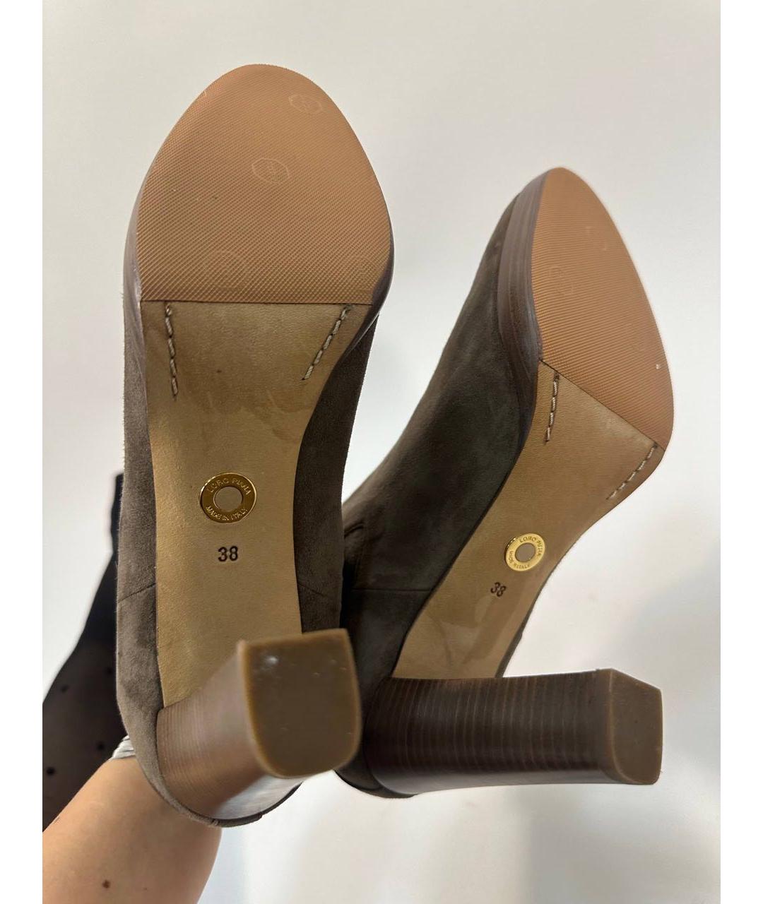 LORO PIANA Бежевые замшевые ботильоны, фото 5