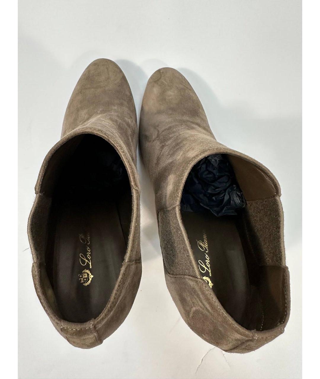 LORO PIANA Бежевые замшевые ботильоны, фото 3