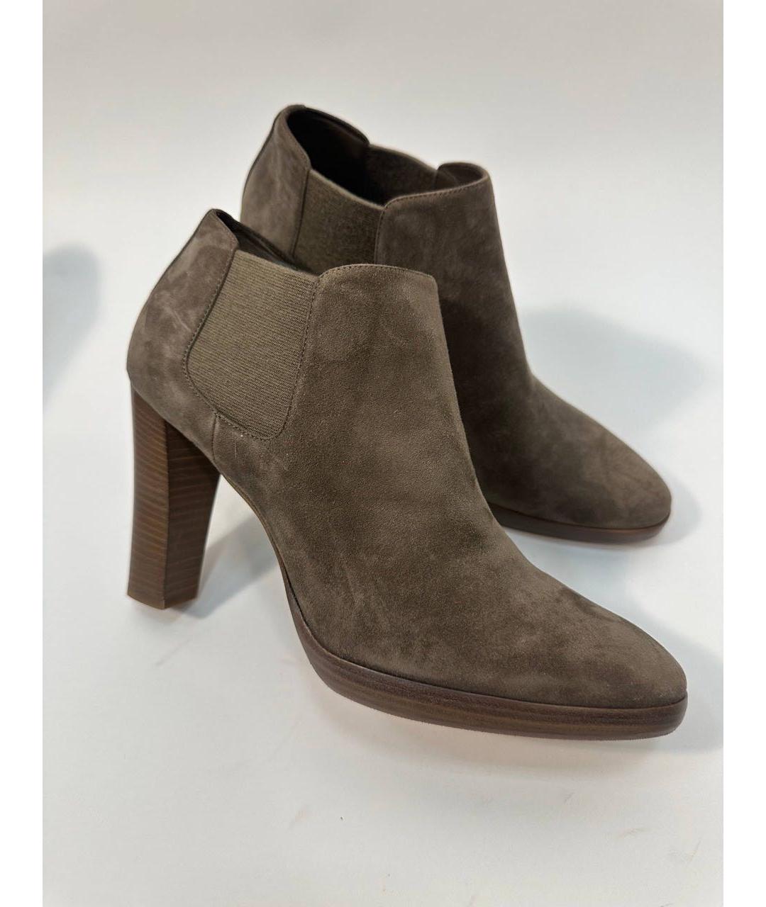 LORO PIANA Бежевые замшевые ботильоны, фото 6