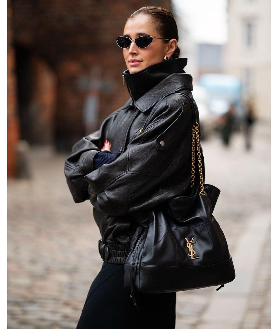 SAINT LAURENT Черная кожаная сумка через плечо, фото 5